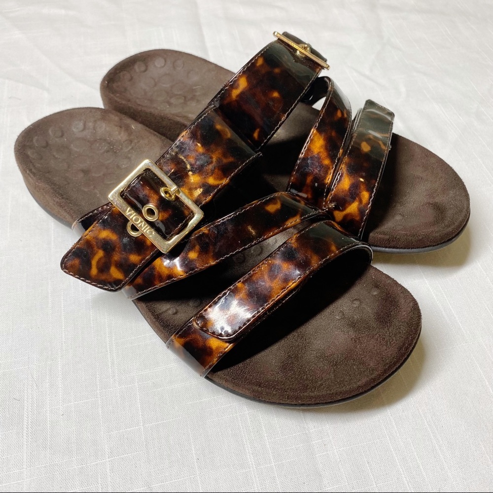 Vionic Skylar Sandals Tortoise Shell Slip-on Brown